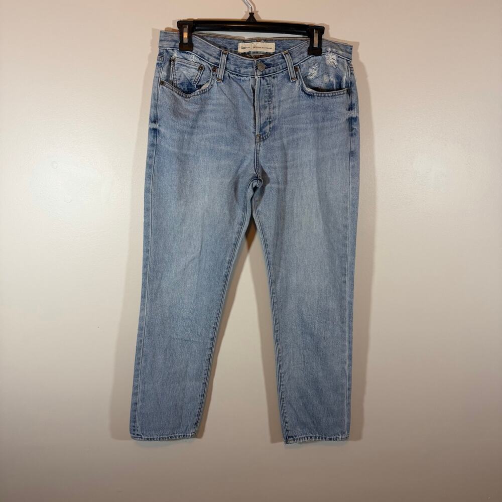 Gap Relaxed Boyfriend Jeans Womens 27 Light Wash Blue Denim Slight Distressing